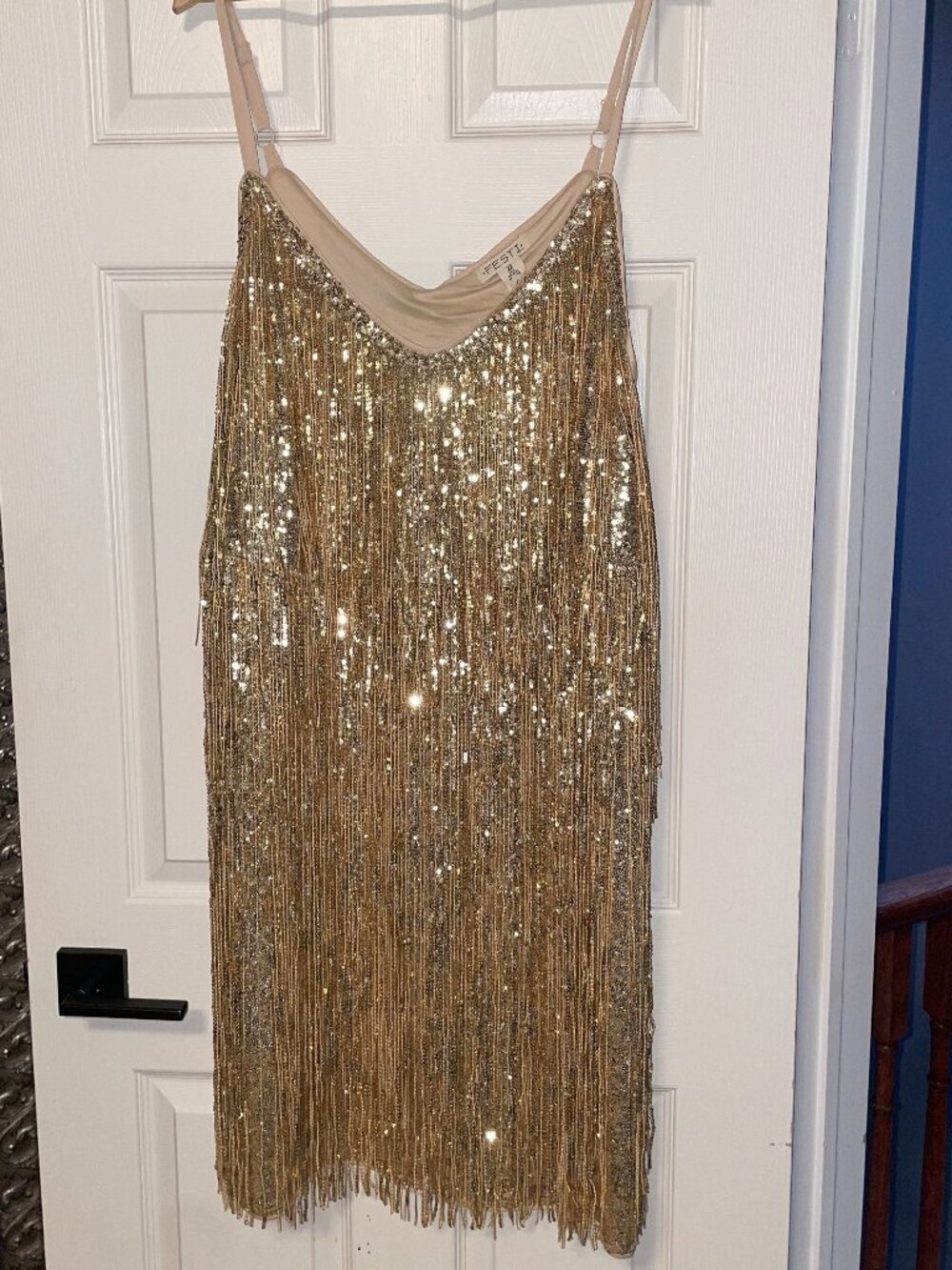 Torrid Festi Sequin Fringe Party Mini Dress - Gold / Champagne